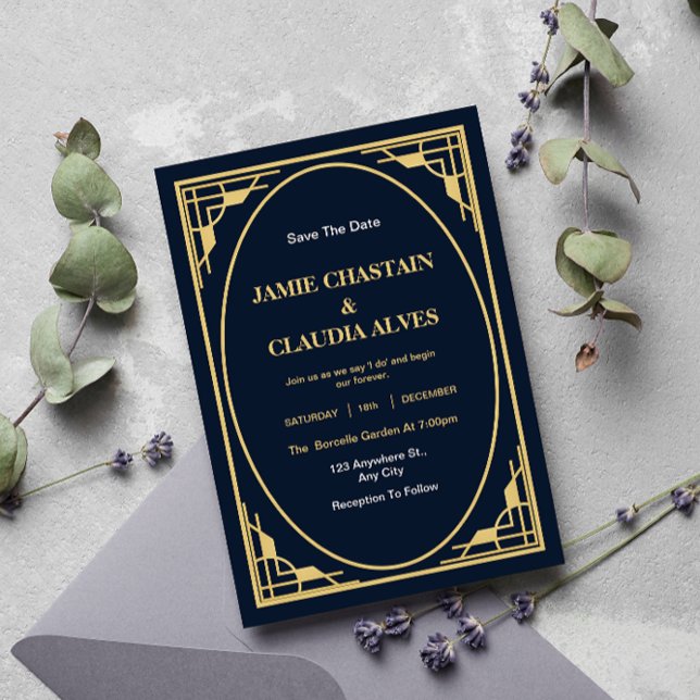 Elegant Art Deco Wedding Invitation (Creator Uploaded)