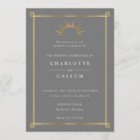 Elegant art deco wedding invitation