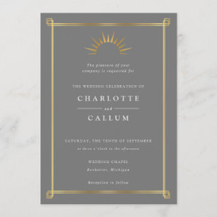Elegant art deco wedding invitation