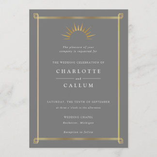 Elegant art deco wedding invitation
