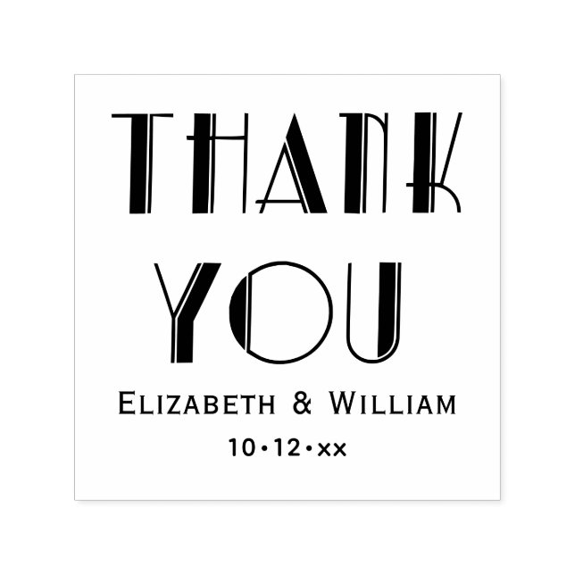 Elegant Art Deco Wedding Typography Thank You #1 Self-inking Stamp (Design)