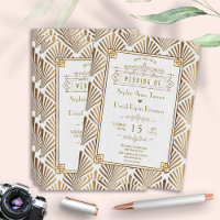 Elegant Art Deco White Gold Gatsby 20s Wedding