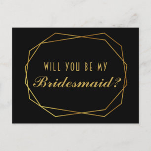 Elegant art deco Will you be my bridesmaid card
