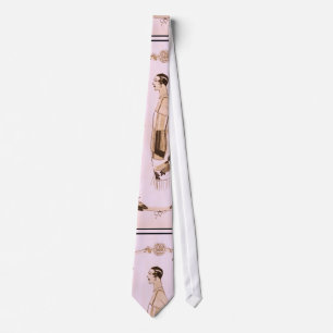 Elegant Art Deco Woman in Pink Tie