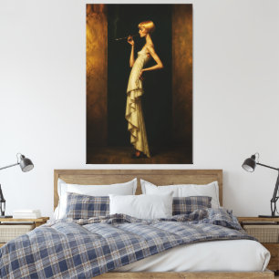 Elegant Art Deco Woman Vintage Glamour Portrait Canvas Print