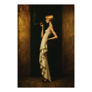 Elegant Art Deco Woman Vintage Glamour Portrait Photo Print