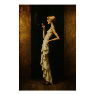 Elegant Art Deco Woman Vintage Glamour Portrait Poster