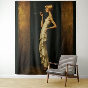Elegant Art Deco Woman Vintage Glamour Portrait Tapestry