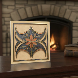 Elegant Art Nouveau Abstract Floral #17 ID1193 Tile