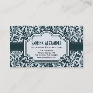 Elegant Art Nouveau Arts and Crafts Green Pattern Business Card