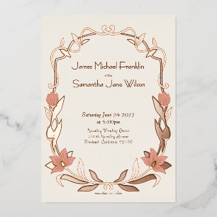 Elegant Art Nouveau Botanical Wedding Rose Gold