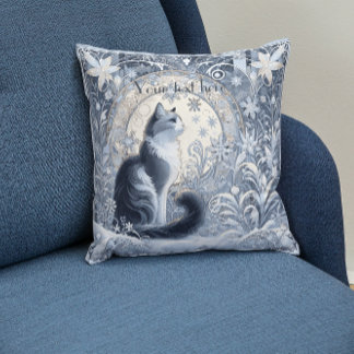 Elegant Art Nouveau Cat Design Customisable Cushion