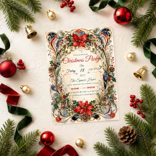 Elegant Art Nouveau Christmas Party Invitation