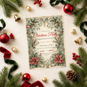Elegant Art Nouveau Christmas Party Invitation