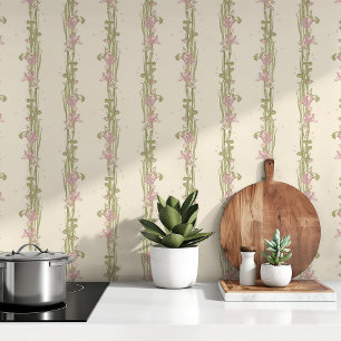 Elegant Art Nouveau Delicate Iris Floral Pastel Wallpaper