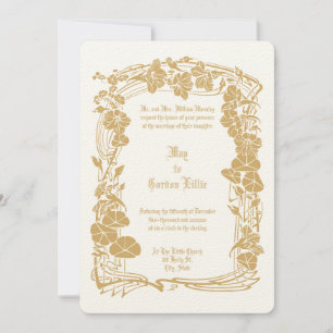Elegant Art Nouveau Floral Border Wedding Invitation