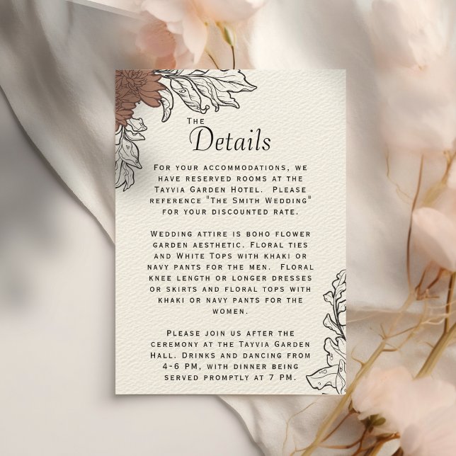 Elegant Art Nouveau Floral Formal Wedding Details Enclosure Card (Creator Uploaded)