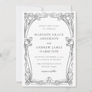 Elegant Art Nouveau Floral Frame Wedding Invitation