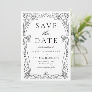 Elegant Art Nouveau Floral Frame Wedding Save The Date
