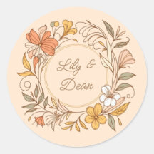 Elegant Art Nouveau Floral Sticker