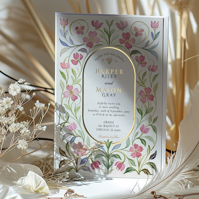 Elegant Art Nouveau Floral Watercolor Gold Wedding (Creator Uploaded)