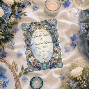 Elegant Art Nouveau Floral Wedding Invitation