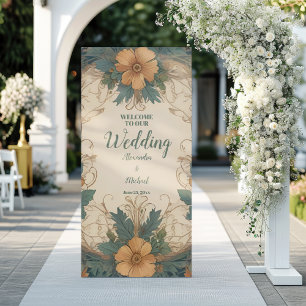 Elegant Art Nouveau Floral Wedding  Retractable Banner