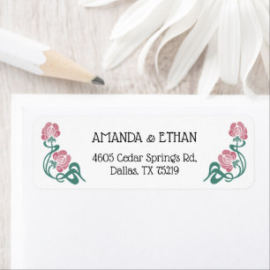 Elegant Art Nouveau Floral Wedding Return Address