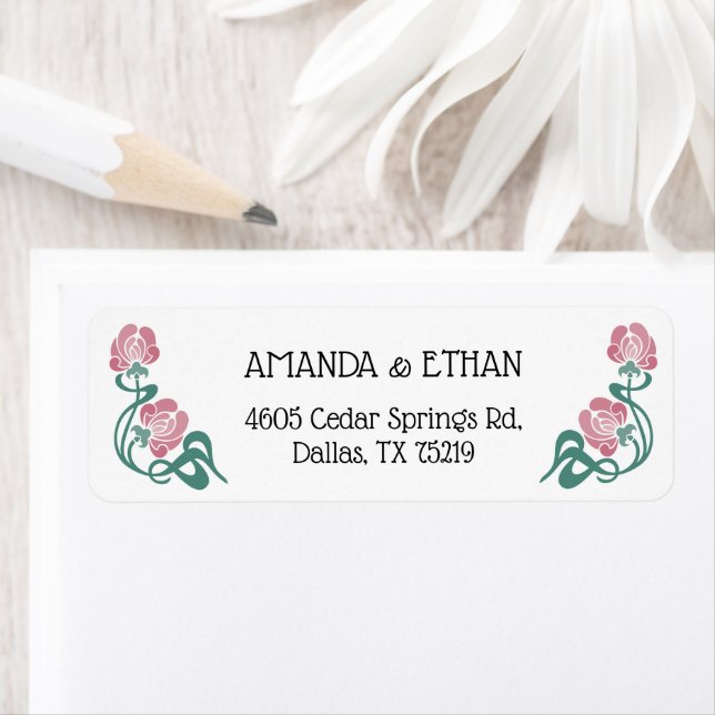 Elegant Art Nouveau Floral Wedding Return Address  (Insitu)