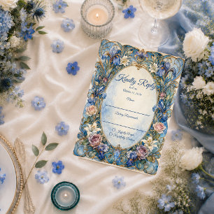 Elegant Art Nouveau Floral Wedding RSVP Card