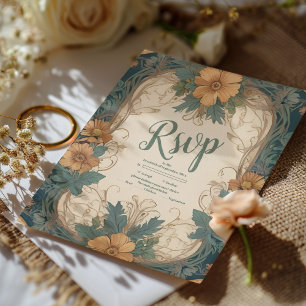 Elegant Art Nouveau Floral Wedding  RSVP Card