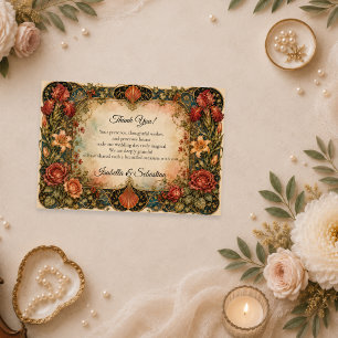 Elegant Art Nouveau Floral Wedding Thank You Card
