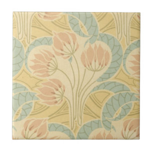 elegant art nouveau flowers floral tile