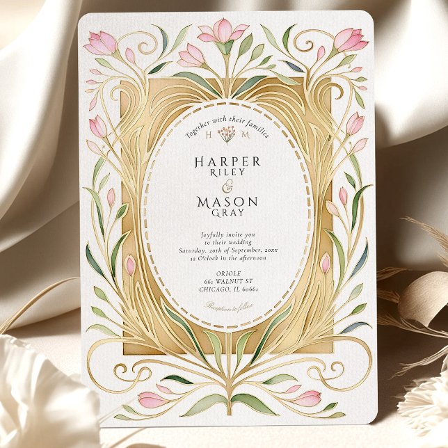 Elegant Art Nouveau Freesias Wedding Invite (Creator Uploaded)