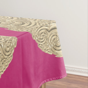 Elegant art nouveau gold fuschia pink medallion tablecloth
