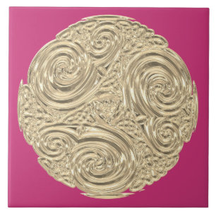 Elegant art nouveau gold fuschia pink medallion tile