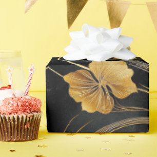 Elegant Art Nouveau Golden Flora Wrapping Paper