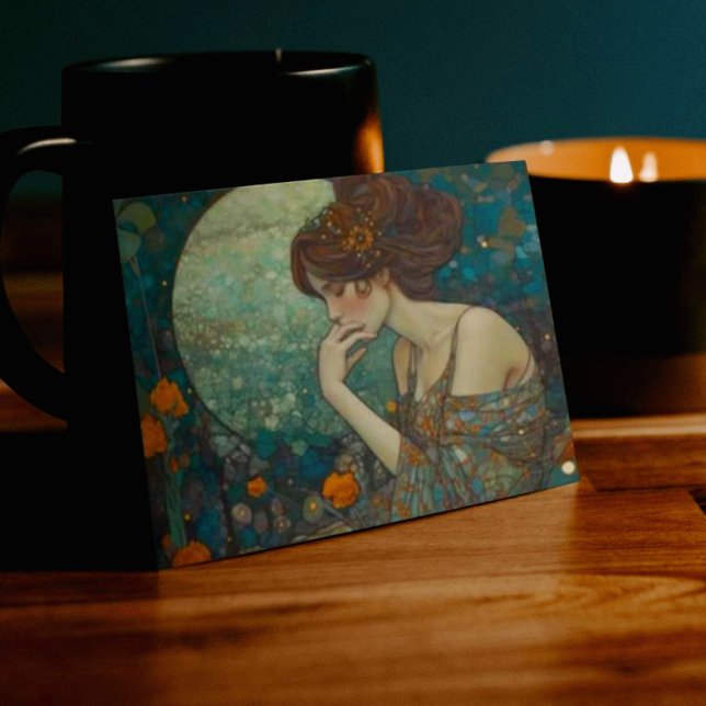 Elegant Art Nouveau Lady in Moonlight Card (Creator Uploaded)
