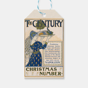 Elegant Art Nouveau Lady With Peacock Winter Gift Tags