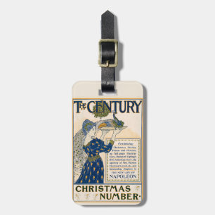 Elegant Art Nouveau Lady With Peacock Winter Luggage Tag