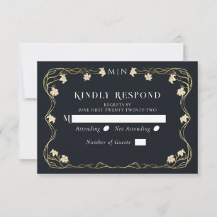 Elegant Art Nouveau Lilly Wedding  RSVP Card