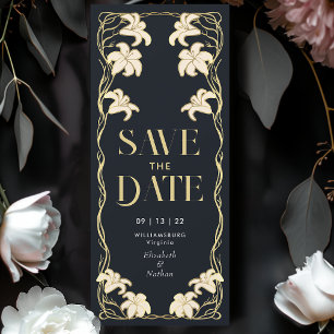 Elegant Art Nouveau Lily Save the Date Invitation