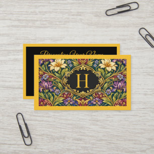 Elegant Art Nouveau Monogram Floral Vintage Design Business Card