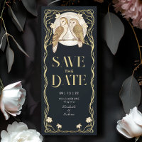Elegant Art Nouveau Owls Save the Date