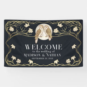 Elegant Art Nouveau Owls Wedding Banner