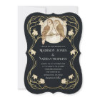 Elegant Art Nouveau Owls Wedding Invitation