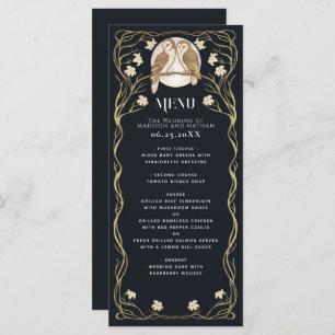Elegant Art Nouveau Owls Wedding  Menu