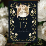 Elegant Art Nouveau Owls Wedding Table Number<br><div class="desc">Celebrate with this Elegant Art Nouveau Owls Wedding design. This design is perfect for couples seeking a modern and whimsical aesthetic. The design on the back of the invite is NOT real gold foil. Items are printed exactly as they appear on your screen when you add to the cart, so...</div>