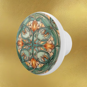 elegant art nouveau pattern  ceramic knob