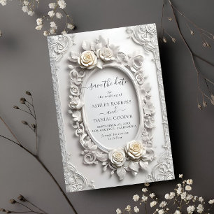 Elegant Art Nouveau Rose Frame Save The Date Invitation